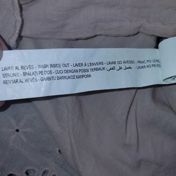 Bershka Size S Cream Tiered Ruffle Dress Eyelet Smocked Puff Sleeve - Picture 12 of 15